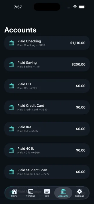 CalmCash - Bank Accounts