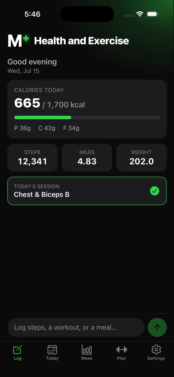 M+ Health and Exercise - Daily Snapshot